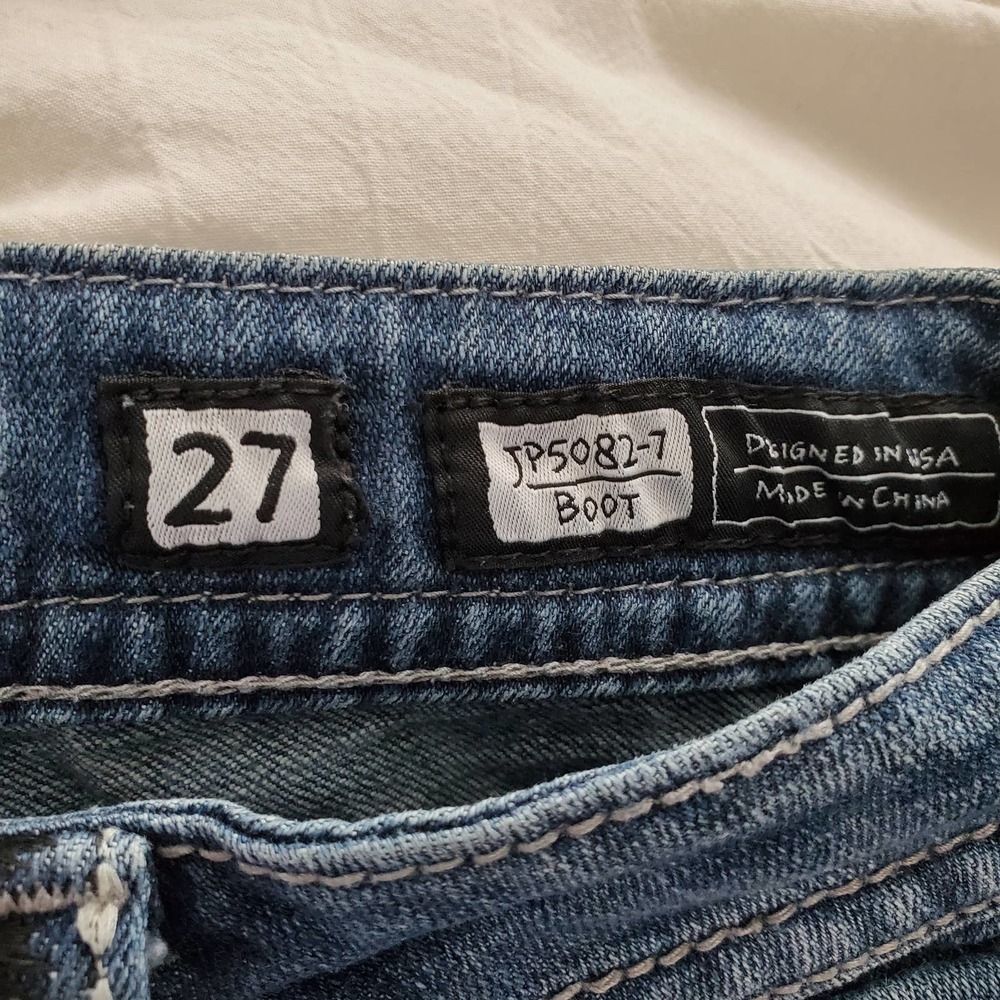 MISS ME • Y2K Crystal Wings Bootcut Jeans Sz 27 - Picture 6 of 9